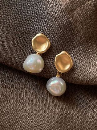 Immagine di Orecchini in Argento bagnato in Oro con Perla d'Acqua Dolce Naturale