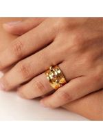 Immagine di Anello a fascia in argento placcato oro con zirconi