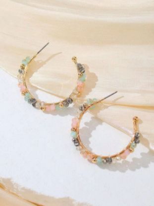 Immagine di Orecchini ad anello con pietrini colorate