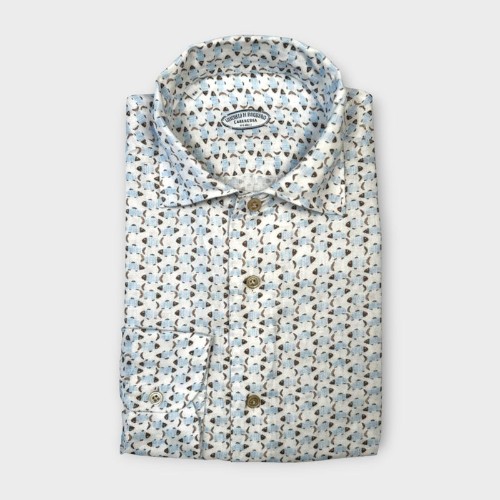 Immagine di Camicia in lino bianca con fantasia marittima