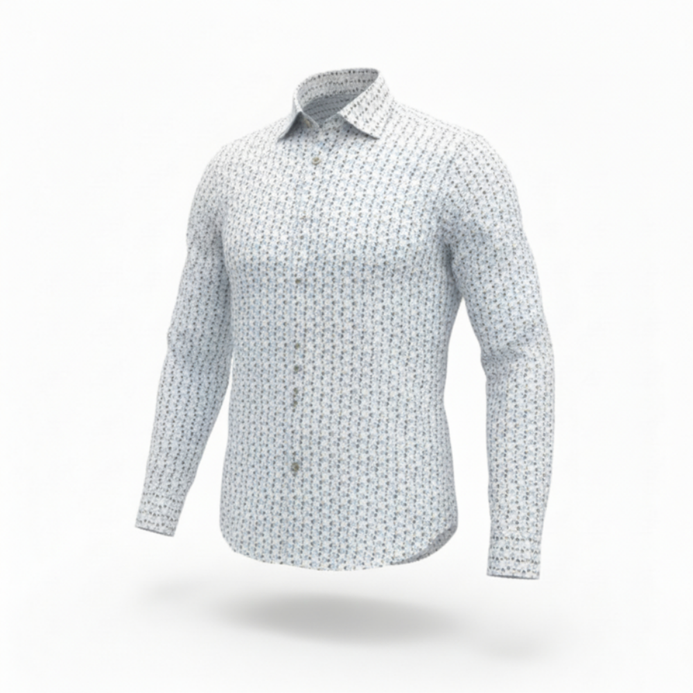 Immagine di Camicia in lino bianca con fantasia marittima