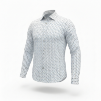 Immagine di Camicia in lino bianca con fantasia marittima