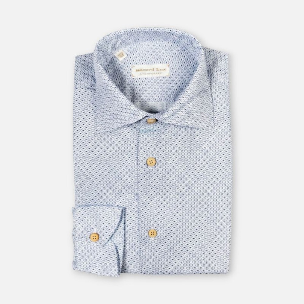 Immagine di Camicia in cotone  bianca con fantasia azzurra