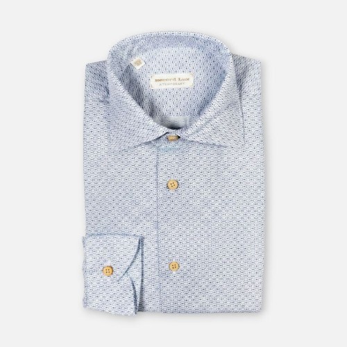 Immagine di Camicia in cotone  bianca con fantasia azzurra