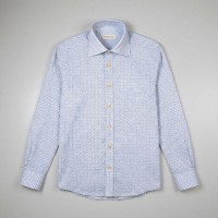 Immagine di Camicia in cotone  bianca con fantasia azzurra