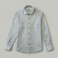 Immagine di Camicia in lino bianca con fantasia marittima