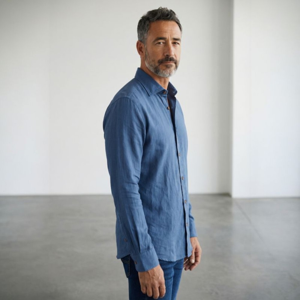 Immagine di Camicia in cotone blu 