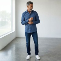 Immagine di Camicia in cotone blu 